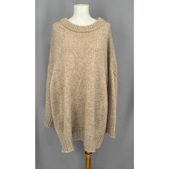 Jenni Kayne Sweater Womens XL Oatmeal Baby Alpaca Wool Blend Oversized Lagenlook - Picture 1 of 9